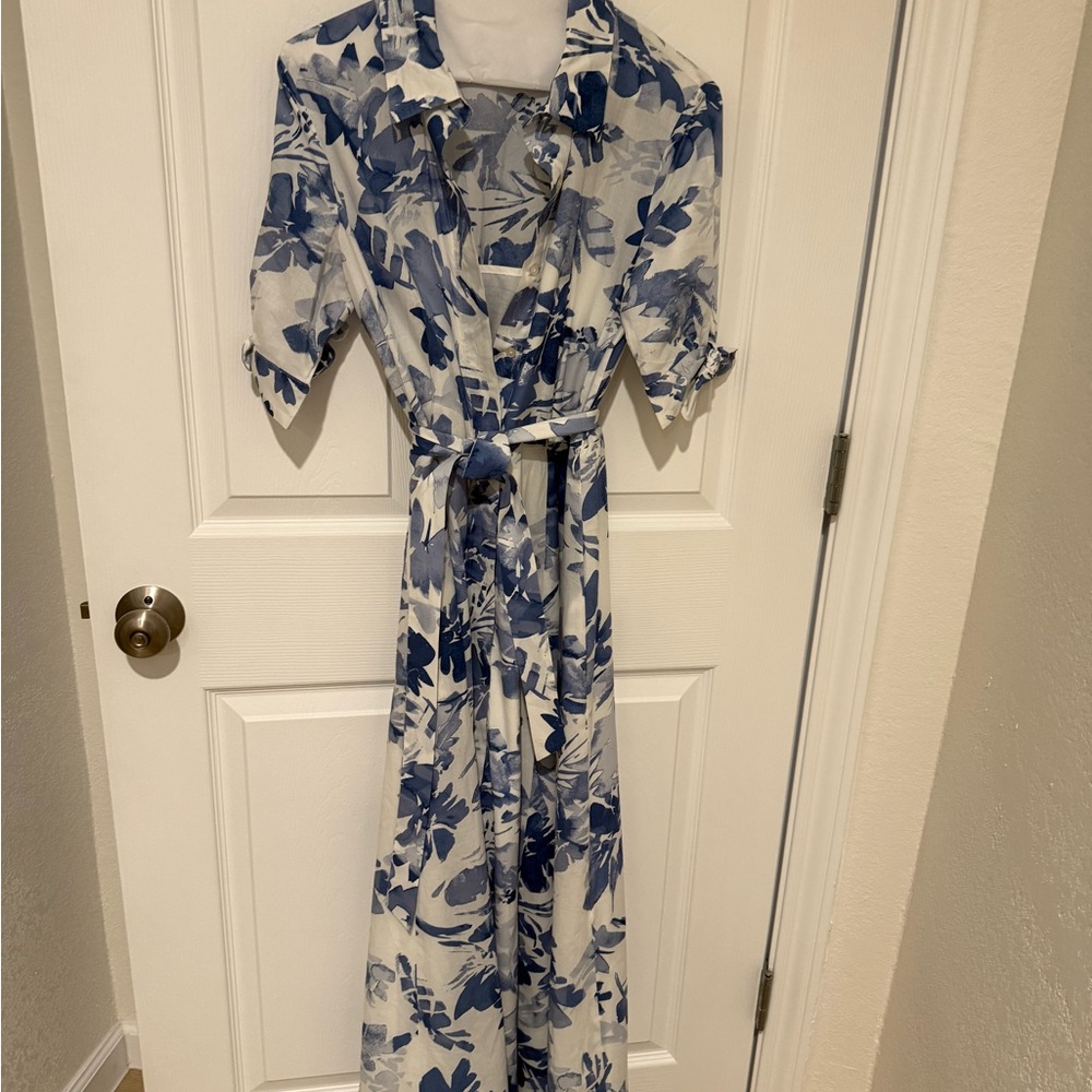 Calvin Klein Blue and White Patterned “Blue Willow” Designed